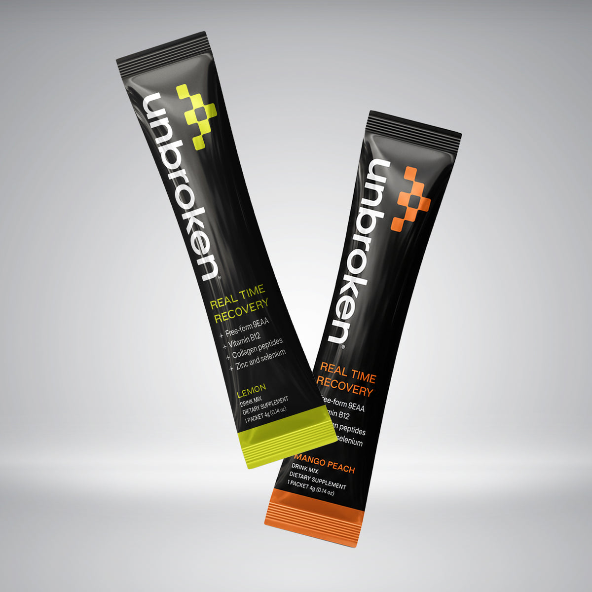 Unbroken stick packs in Lemon and Mango Peach